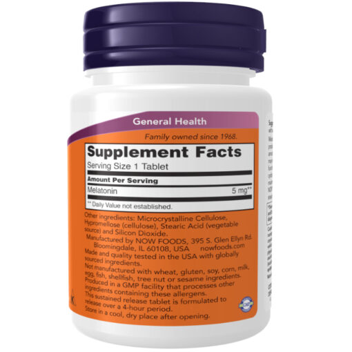 Now Foods – Melatonin 5 mg Sustained Release – 120 Tablets