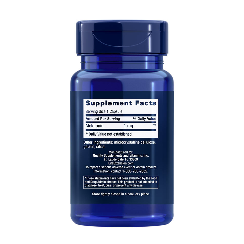 Melatonin 1 mg Capsules, 60 Count - Life Extension - Image 2